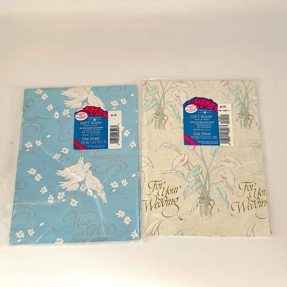 10 Vintage American Greetings Forget Me Not Bride Marriage Gift Wrap Sealed